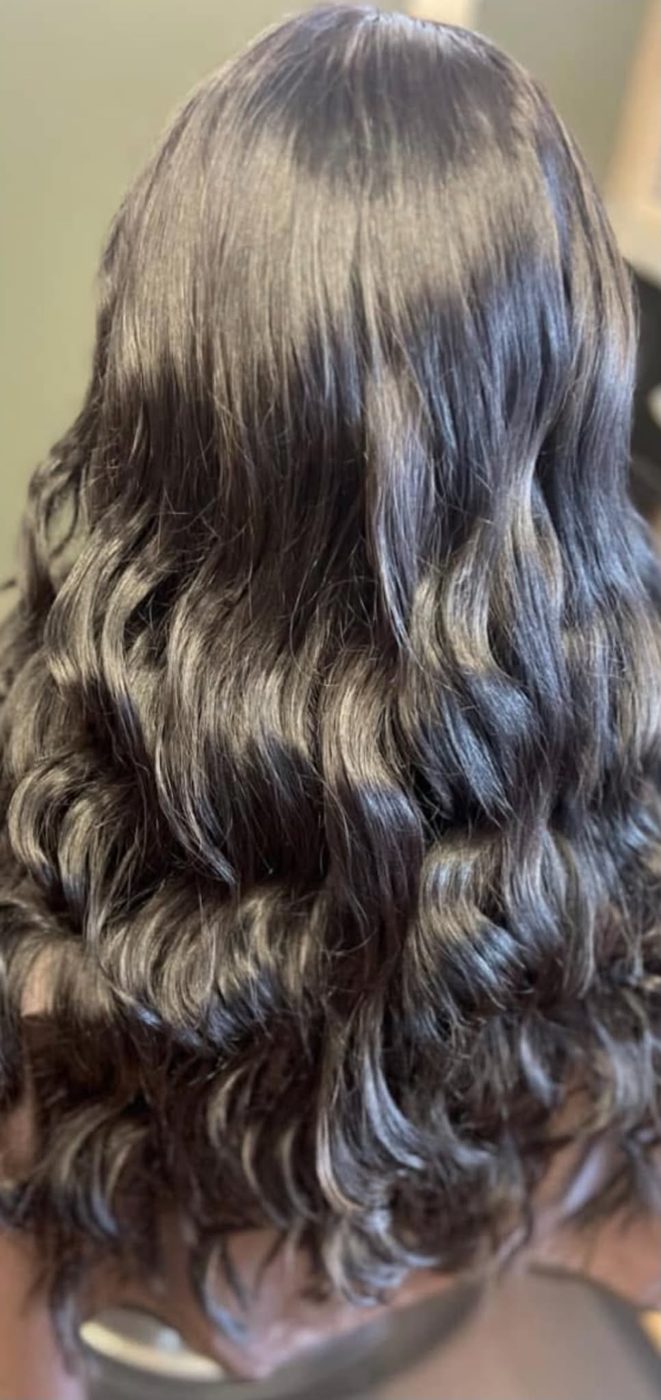 Hair color and styling by the Twisted Scissors team